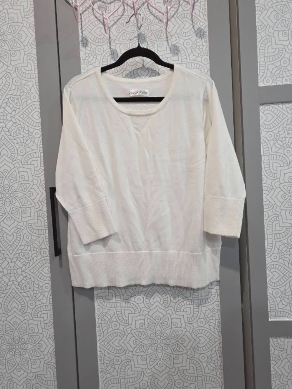 Ladies Elisabeth Williams Off White Sweater 3/4 Sleeves, si